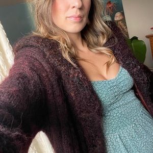 Authentic silk lined 1970s sweater coat size small/medium